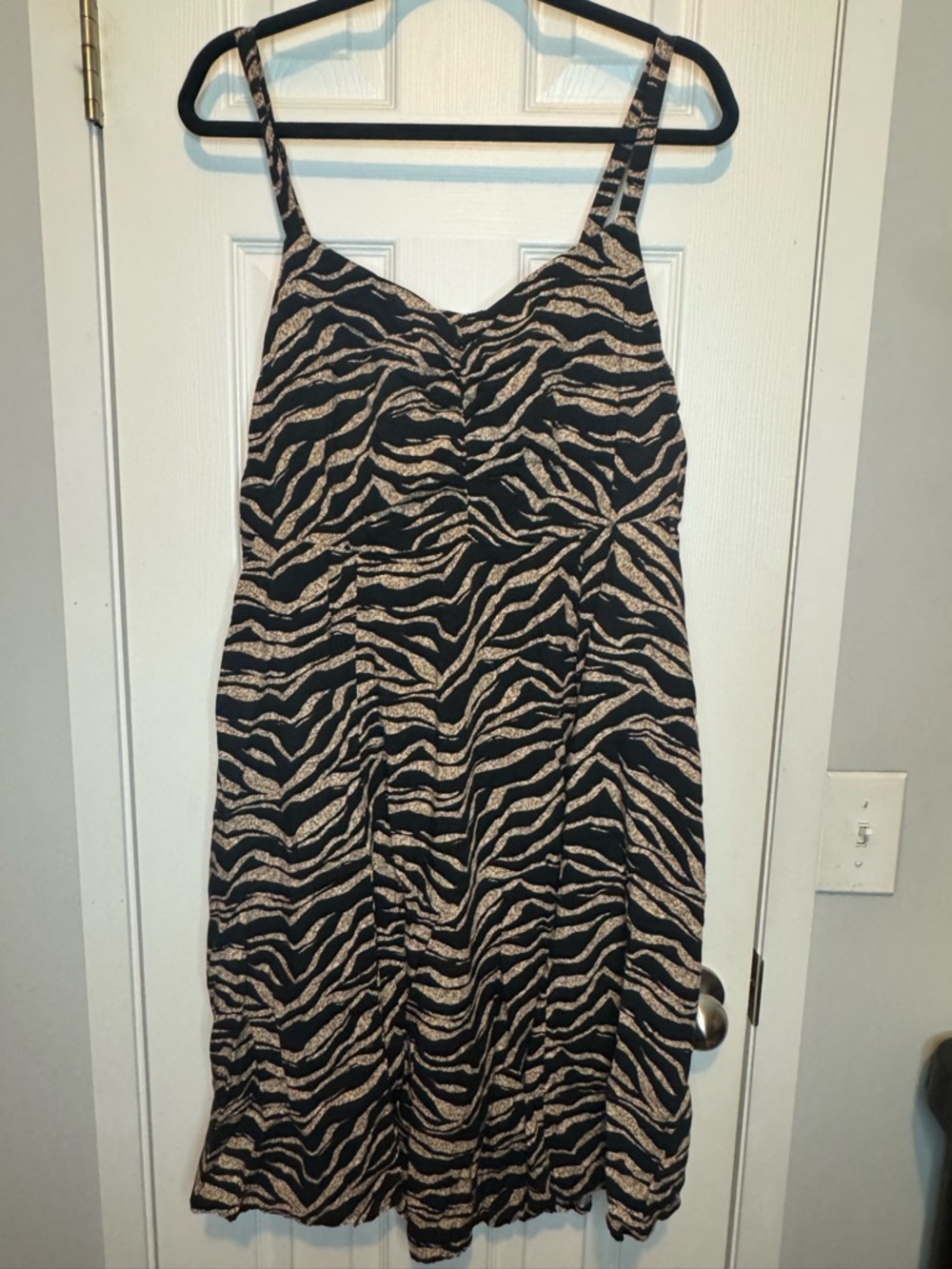 Torrid Black and Beige Zebra-Print Spaghetti Strap Mini Dress